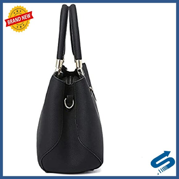 Leather Satchel Tote with Adjustable Strap, 11.4" Top Handle Bag - Picture 4 of 7